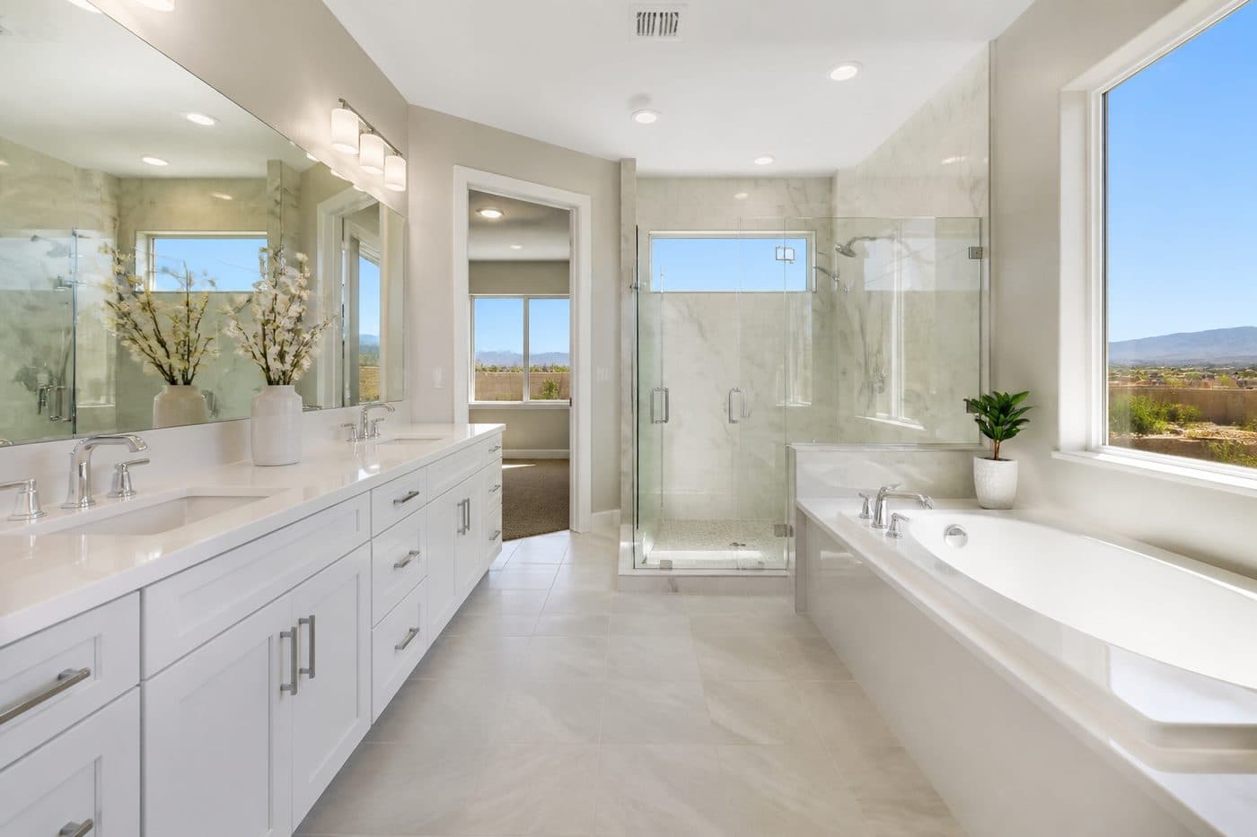 Primary bathroom with soaking tub at Terra at Skyeview in Skye Canyon