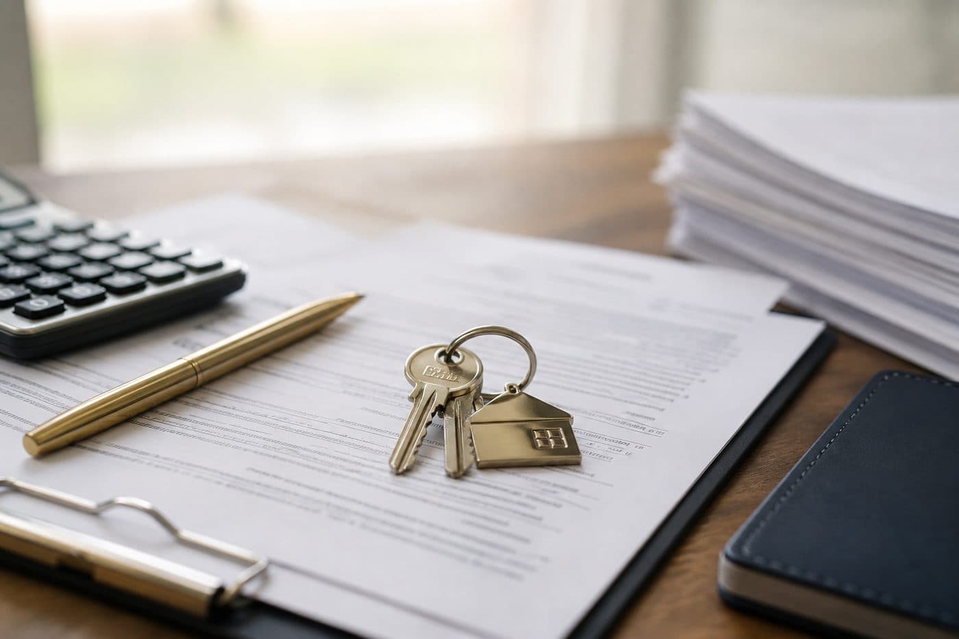 Closing documents and keys for a Terra at Skyeview home purchase in Las Vegas