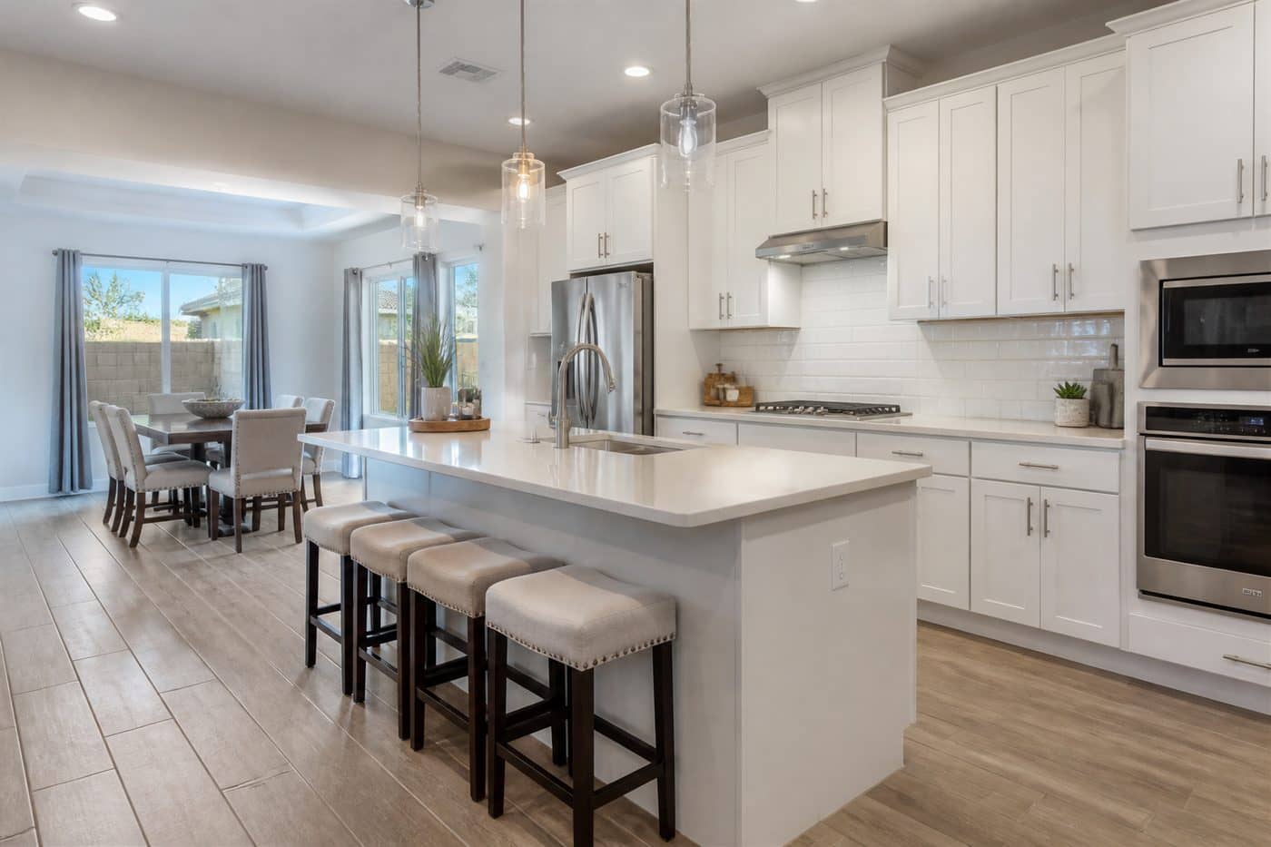 Gourmet kitchen with island and quartz counters in a Terra at Skyeview home, Las Vegas
